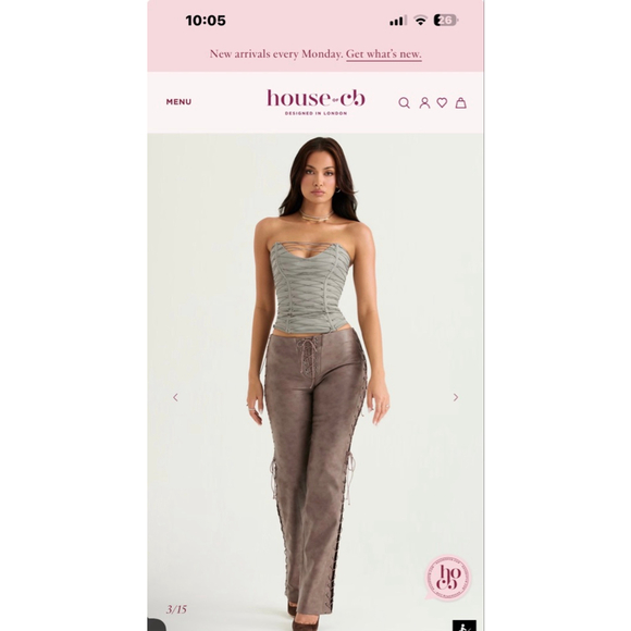 New House of CB Gray Mirabelle Smoke Lace Up Corset Crop Top S - Picture 2 of 6